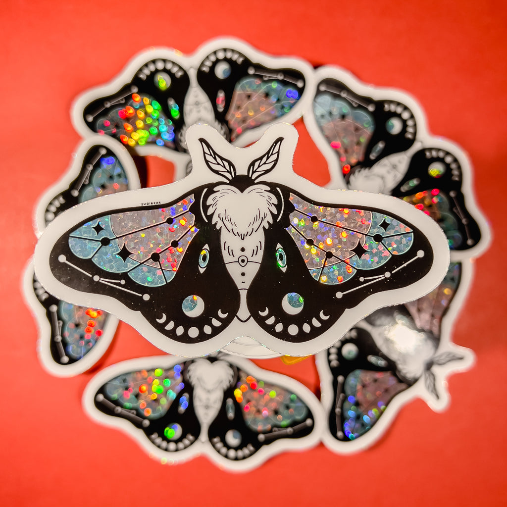 Celestial Moth Vinyl Holo Sticker